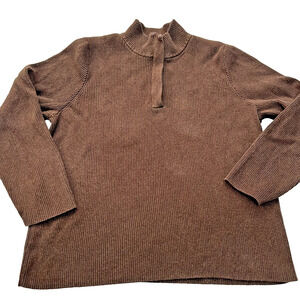 Pria Woman Sweater Womens M Brown Ribbed Quarter Zip Knit